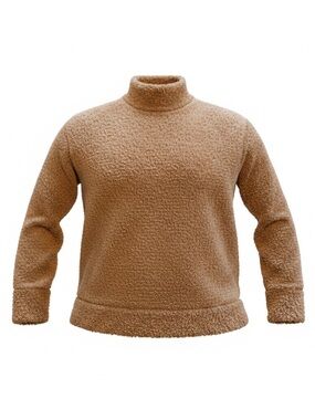 Women’s Tan Sherpa Turtleneck Sweater